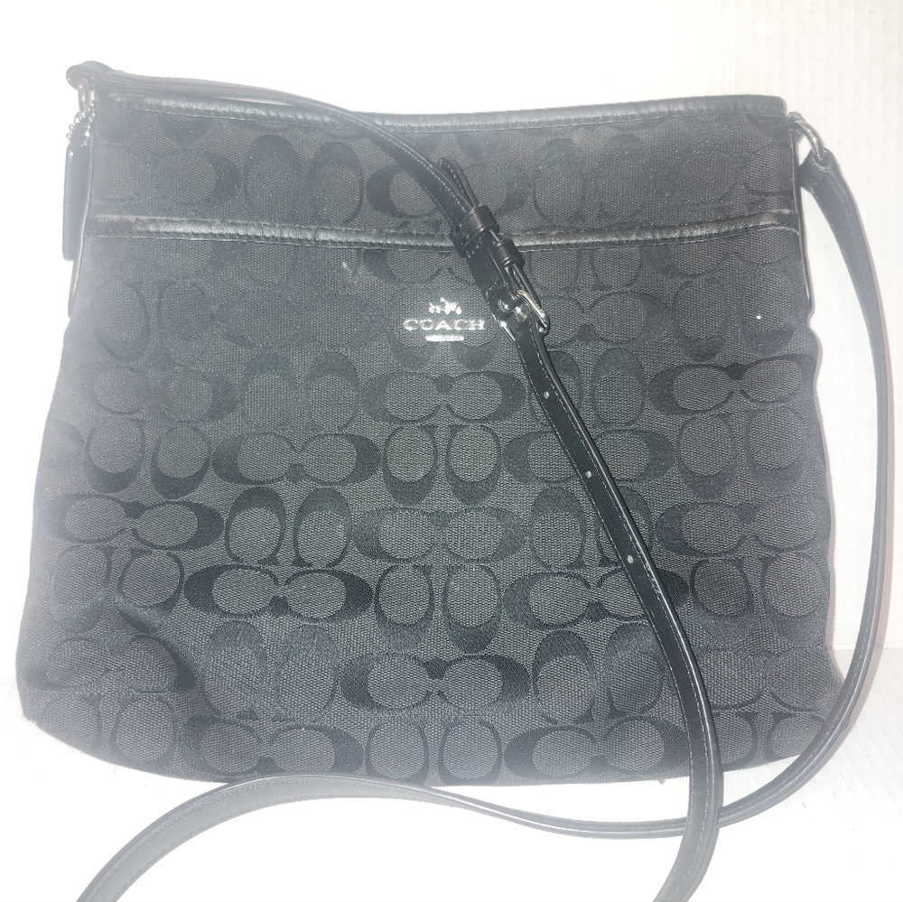 Coach Signature File Crossbody Bag in black